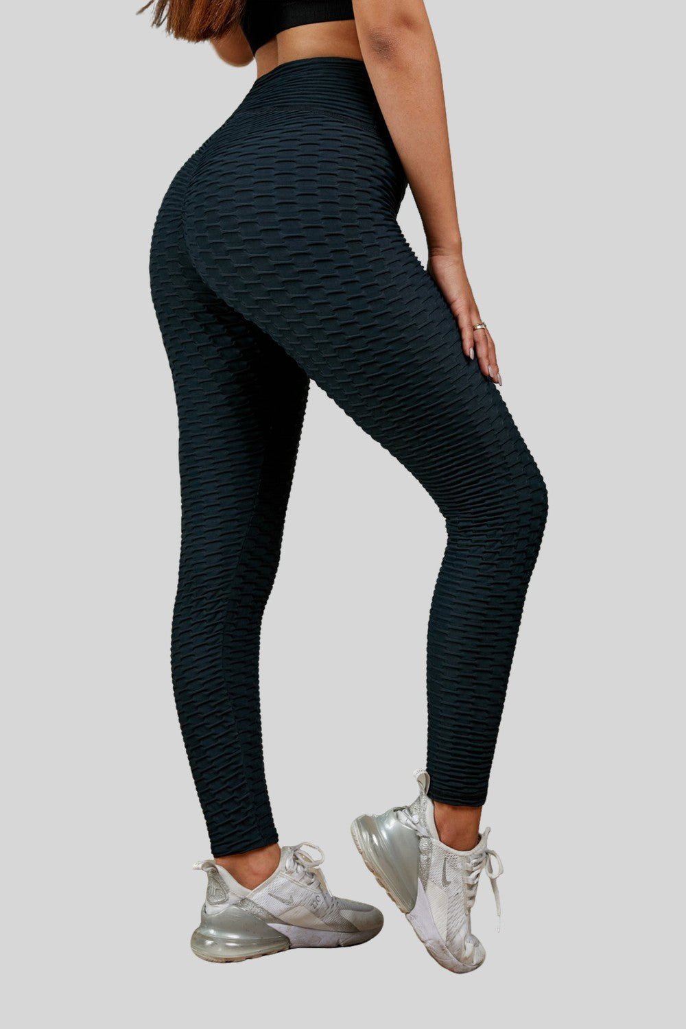 High Rise Textured Active Leggings-active wear-ONVOILA