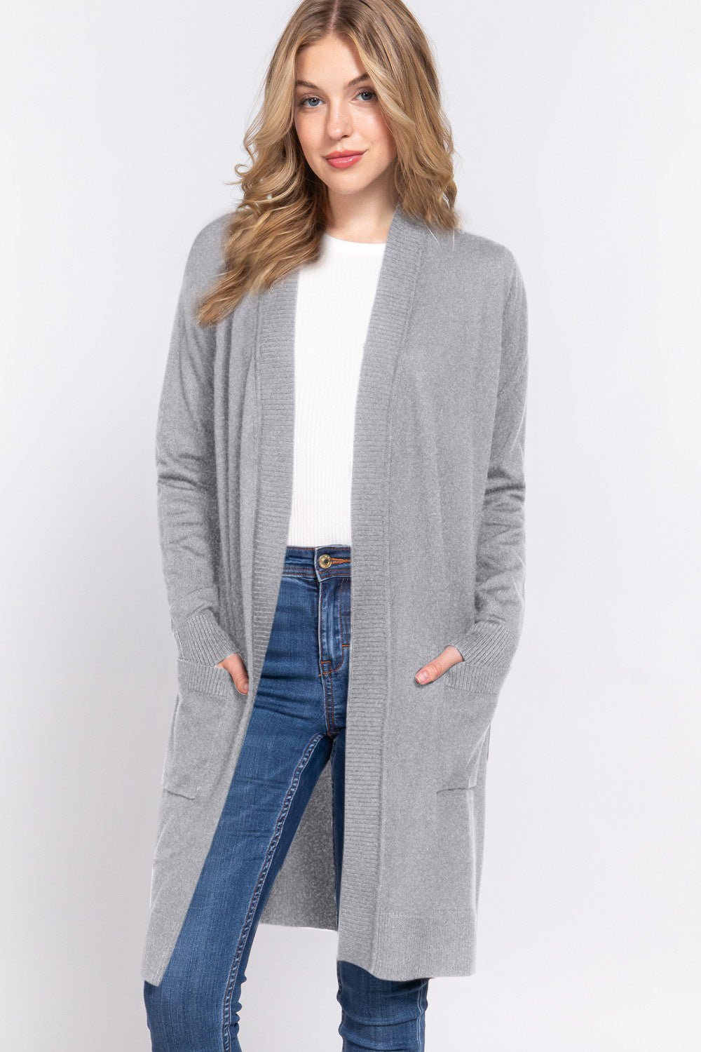 Luxe Layered Bliss: Open Front Knit Cardigan | Women's Fashion-Coats & Jackets-ONVOILA